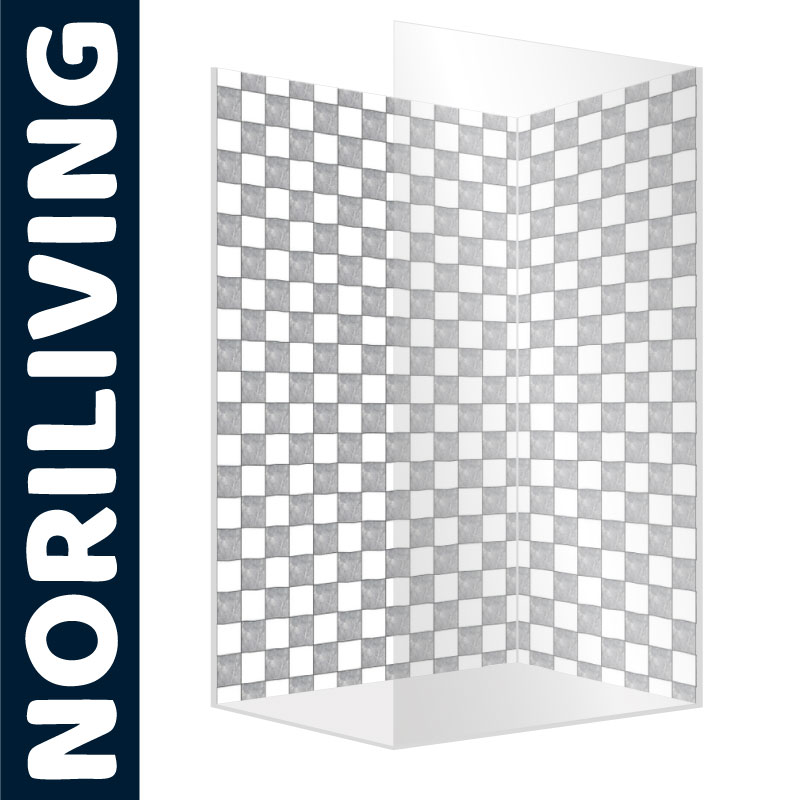 Weiß-grauer Karomuster-Raumteiler von NORILIVING in modernem Design