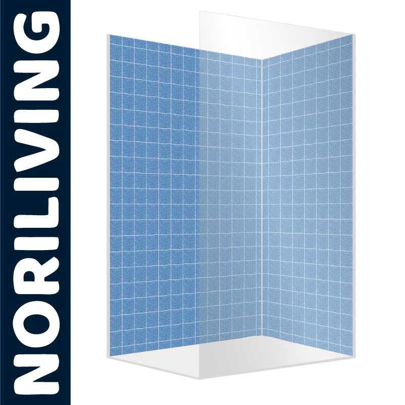 Falttür von NORILIVING mit blauem Kachelmuster, ideal für das Badezimmer