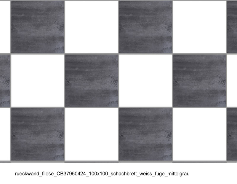 Fliesen im Schachbrettdesign, weiß und mittelgrau, 100x100 cm