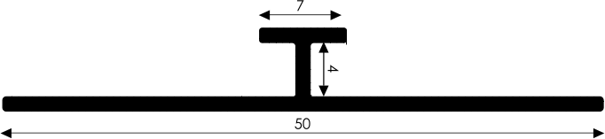 Grafik eines I-Trägers; obere Flanschbreite 7 und Gesamtlänge 50 Einheiten